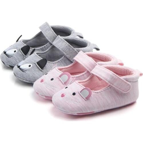 2017 Lovely Mouse Baby Crib Shoes Soft Sole Infants First Walkers Cotton Shoes