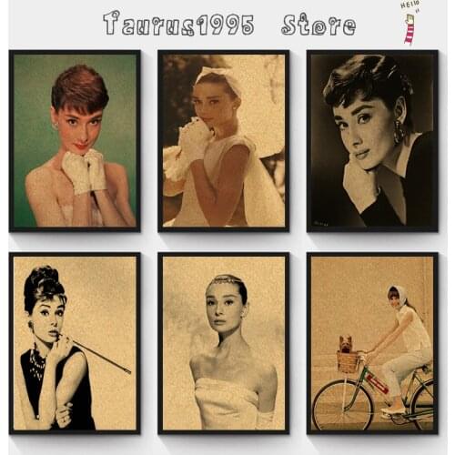 New Breakfast At Tiffanys actor Audrey Hepburn poster kraft paper vintage poster Bedroom Wall Stickers/wall Decorative