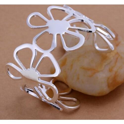 Bangle wholesale free shipping sterling-silver-jewelry bangle, silver fashion jewelry, Four Leaved Clover Bangle djdh LB092