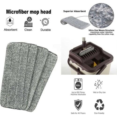 Flat squeeze automatic mop and bucket to avoid hand washing microfiber cleaning cloth kitchen wood floor hook and loop mop head