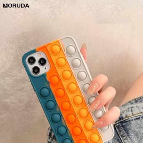 Push it Bubble Case For iPhone 13 12 11 Pro Max 12 Mini 7 8 6s Plus XS Pro XR SE 2020 Cover Reliver Stress Fidget Antistress Toy