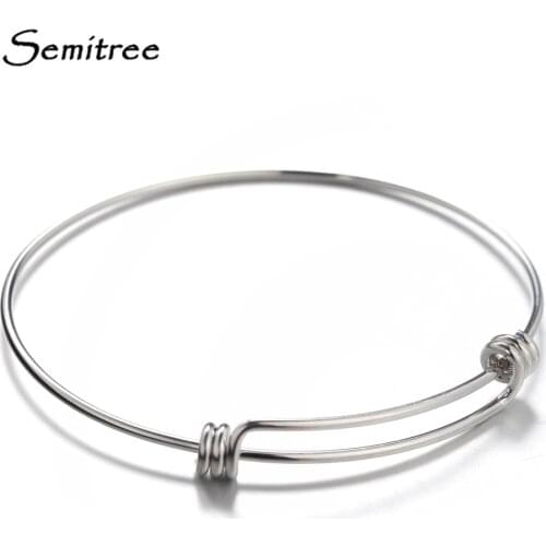Semitree 5pcs/lot Stainless Steel Adjustable Wire Bracelet Bangle for DIY Bracelets Charms Jewelry Making Accessories Handicraft