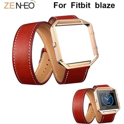 Sport Band Double circle Leather Strap For Fitbit blaze watch Smart Bracelet Replace For Fitbit blaze bands Heart Rate Wristband