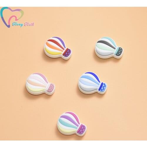 Teeny Teeth 5 PCS Balloon Baby Teething Silicone Beads Colorful Hot Air Balloon Food Grade Silicone Rodent Accessories BPA Free