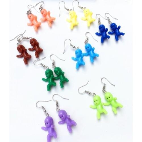 Unique Mini Doll Drop Earrings for Women Creative Color Baby Toy Dolls Earring Cute Dangle Jewelry Drop Shipping Girl Party Gift