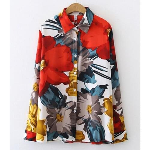 Printed shirt womens long-sleeved autumn and summer 2021 new fashion retro Portia holiday style loose casual chiffon shirt