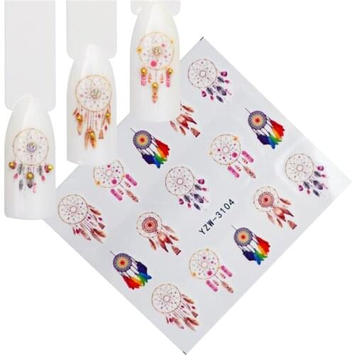 WUF 1 Sheet Water Decals Slider Summer Horse/Rose/Flower/Wolf/Dream Catcher Watermark Nail Sticker Wraps Manicure