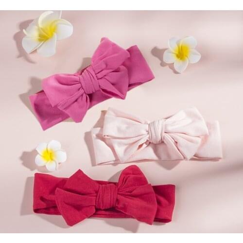 10 Colors Solid Bow Baby Headband for Child Bowknot Headwear Cables Turban for Kids Elastic Headwrap Hair Accessories