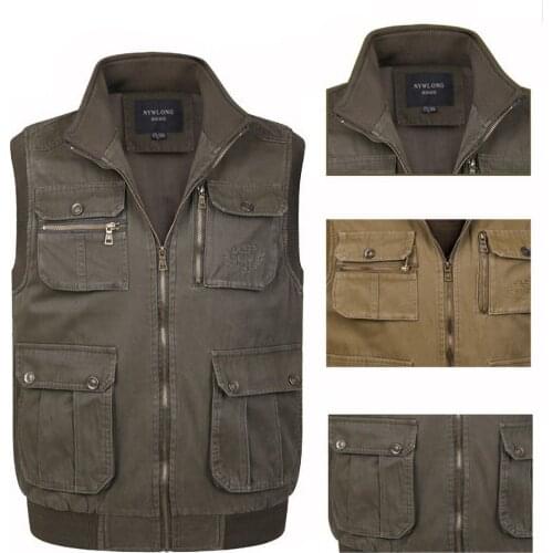 100% Cotton Tactical Waistcoat Men Large Size Xl-4Xl Fit Vest Male High Quality Sleeveless Comfortable Jacket Homme Classic
