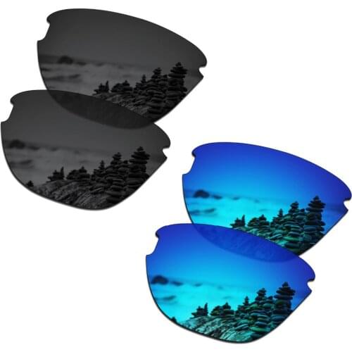 SmartVLT 2 Pairs Polarized Sunglasses Replacement Lenses for Oakley Frogskins Lite Stealth Black and Ice Blue