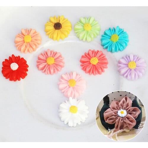 20pc/lots 12mm Mixed Color Flat Back Resin Flower Cabochons Daisy Beads DIY Nail Art Mobile Phone Decor Material Accessories