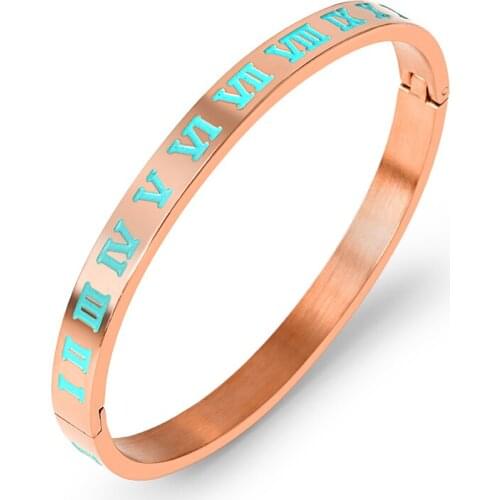 2021 Luxury Brand Blue Enamel Bangles & Bracelets For Women Roman Letter Sliver Gold Bangle Stainless Steel Jewelry Pulseiras