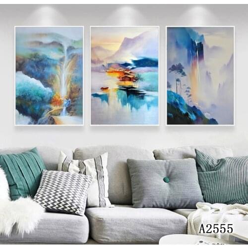 Modern Abstract Oil Painting Print on Canvas 3pcs Abstract Landscape Canvas Art Printing Wall Art Picture Painting for HomeDecor