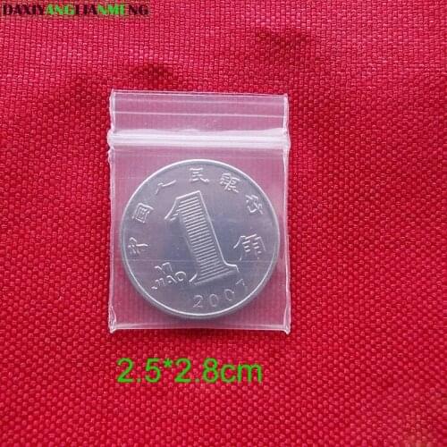 300pcs WxL= 2.5x2.8cm thickness 0.2mm PE zipper plastic transparent bag , zipper plastic bag