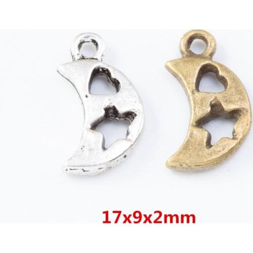 55 pieces of retro metal zinc alloy moon pendant for DIY handmade jewelry necklace making 7855