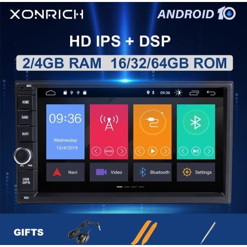 7" 4GB Qcta Core 2 Din Android 10 Car NO-DVD Radio Multimedia Player 1024*600 Universal GPS Navigation Auto radio Stereo Audio