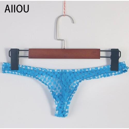 AIIOU Men Underwear Mens Thongs and G Strings Male Mesh Transparent Sexy Breathable Mens Sissy Thongs Gay Men Thong Underpants