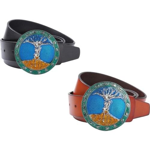 Antique Engraved Tree of Life Belt Western Cowboys Style