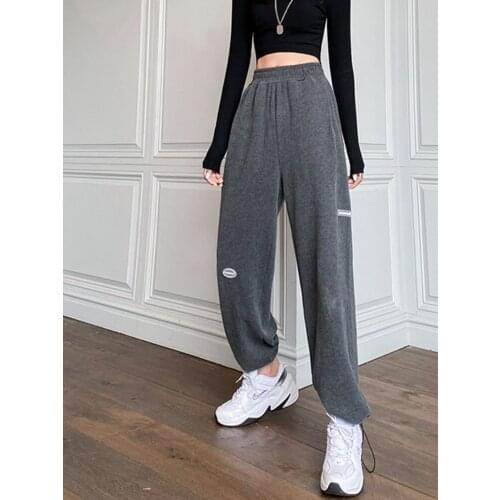 Jogger Pants Women Punk Style Cargo Pants Streetwear Indie Running Trousers Y2k Aesthetic Egirl Clothes Black Pants