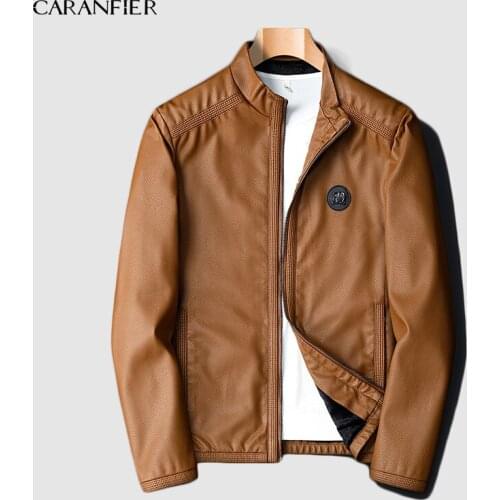 CARANFIER Mens PU Jackets Coats Fashion Winter Motorcycle Biker Faux Leather Jacket Men Clothes Thick Velvet Coats Biker Jacket