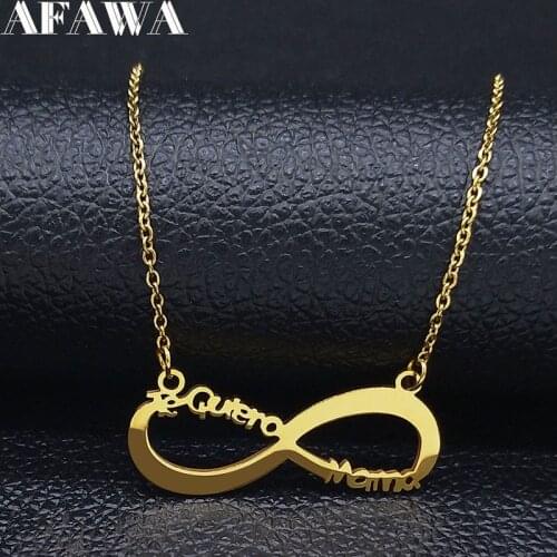 Infinite loop Te Quiero Mama Stainless Steel Chain Necklace Women Gold Color Necklaces Jewerly joyas Mothers Day Gift N512S01