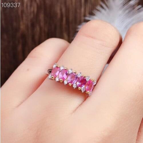 CoLife Jewelry Fashion Pink Sapphire Ring 5 Pieces 3*4mm Natural Pink Sapphire Silver Ring 925 Silver Pink Sapphire Jewelry