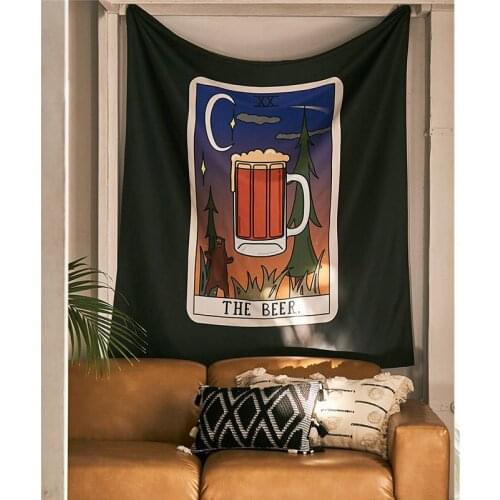 Coffee Tarot Tapestry Wall Hanging Wine Cat Witchcraft Tapestry Mandala Fabric Boho home Decor Wall carpet Cloth Tapestries