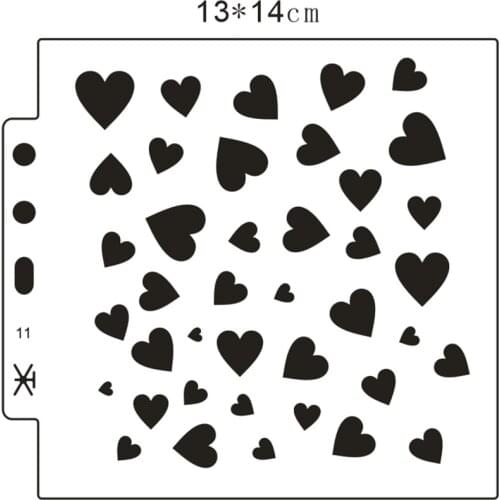 Hote Sale Lovely heart 13*14cm scrapbook stencils spray plastic mold shield DIY cake hollow Embellishment printing lace ruler