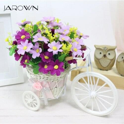 JAROWN Artificial Bicycles Woven Flower Basket Simulation Fake Flowers Set Wedding Decorations Home Office Desktop Decor Flores