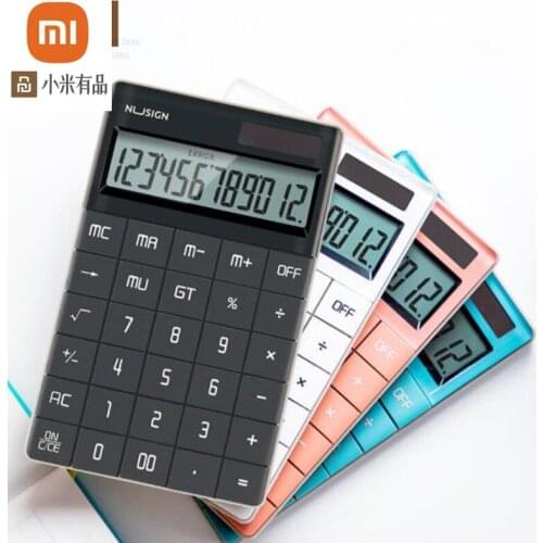 New xiaomi mijia calculator 12-bit dual power flat panel button for arithmetic 4 color computer smart home