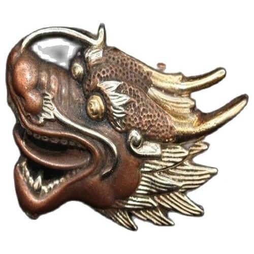 China old Beijing old goods Dragon head type Gilt copper belt buckle