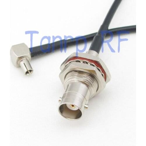 50CM Pigtail coaxial jumper cable RG174 extension 20in BNC female with nut bulkhead to TS9 male right angle RF connector adapter