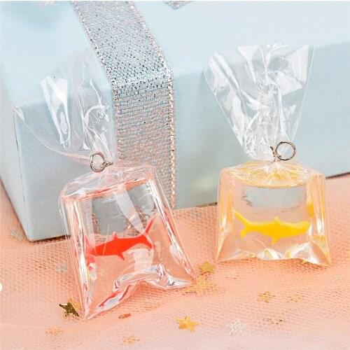 1 Pcs Creative Weird Resin Goldfish Charms Imitation Water Bags Gold Fish Earrings Pendants DIY Handmade Ear Accessories