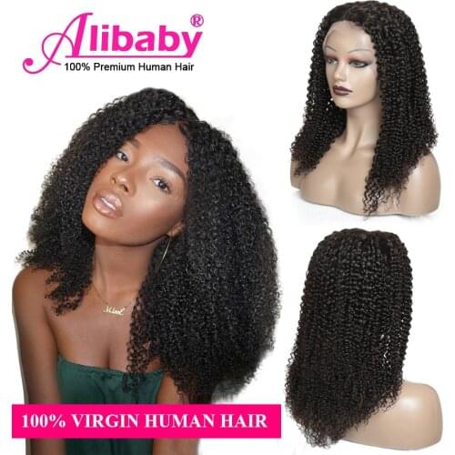 Kinky Curly HD Transparent Lace Wigs Invisible 13x4 Lace Front Human Hair Wigs For Black Women Pre Plucked Remy Alibaby Hair Wig