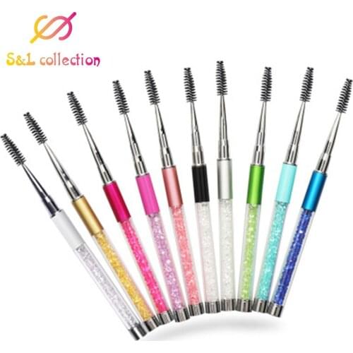 Makeup Eyelash Brushes 10 colors Diamond Handle Brushes Mascara Applicator Wand brushes rhinestone lash brush Makeup Tool