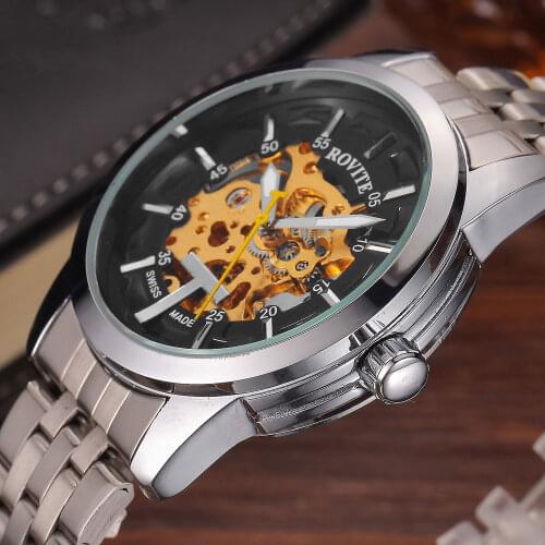 2020 New Automatic Mechanical Mens Wrist Watches Stainless Steel Male Watches Skeleton Casual Mechanical Watches For Men