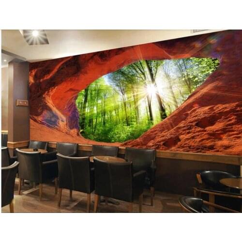Wallpaper for walls 3 d for living room Stone wall woods forest 3d three dimensional large background wall