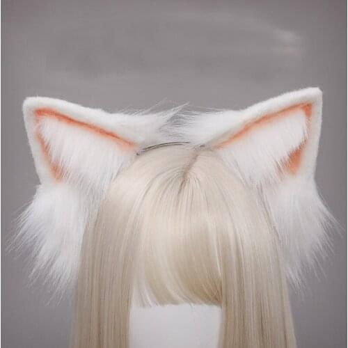 Animal Ears Hair Hoop Kawaii Plush Beast Dog Ears Hair Clip Lolita Headdress JK Accessories Hand Made Halloween Cosplay Hairpin