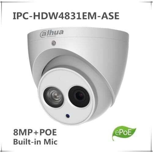 Wholesale Original dahua IPC-HDW4831EM-ASE 8MP POE IR Eyeball Network Camera built-in Mic IR IP67 with logo Mic SD card slot IPC