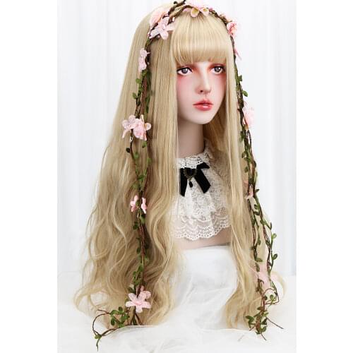 AICKER Long Wavy Synthetic Blonde Purple Black Hair Wigs with Bangs for Women Lolita Cosplay Costume Party Halloween