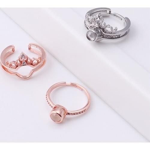 Wonderlife 2 In 1 Couple Rings 100 Languages I Love You Projection Ring Crown Romantic Love Memory Wedding Ring Jewelry