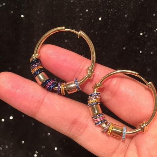 ACCKING Luxury Multicolor rainbow CZ Full Micro inlay Women Bridal Wedding Engagement Earring Dubai Afica