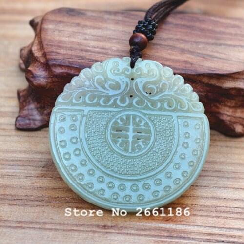 Certificate) Natural Hetian Nephrite Stone Hand Carved Antique Pendant Necklace Gift for Women Mens Jewelry Free Rope