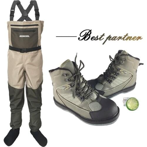 Fly Fishing Hunting Pants and Shoes Outdoor Waterproof and Breathable Wader Clothes Chest Overalls with Fishing Shoes LXM1