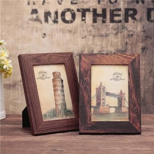 Vintage Wood Picture Frame Retro Painting Display Photo Para Home Decoration Desktop Wooden Frame Crafts Gifts
