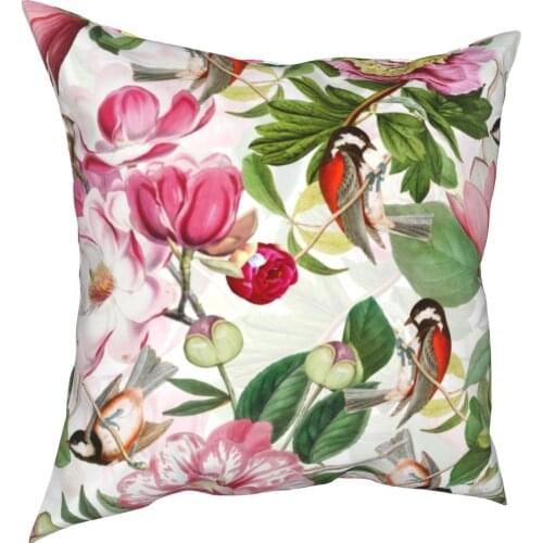 Vintage Peonies Spring Flower Pillowcase Soft Polyester Cushion Cover Gift Chinese Pillow Case Cover Living Room Zippered
