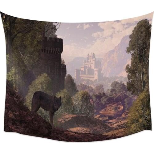 Wolf Animal Landscape Nature Wall Tapestry Cover Beach Towel Picnic Yoga Mat Home Decoration