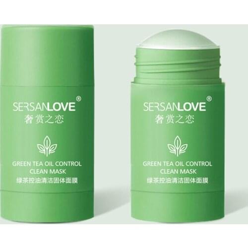 Green Mask Stick Anti-Acne Anti-Blackhead Refine Pores Cleansing Solid Mud Mask Green Tea Refreshing Skin Care Face Film TSLM1