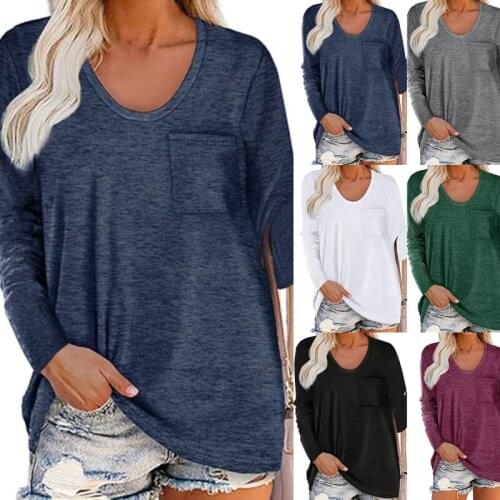 Women T Shirt Fashion Clothing Lady O Neck T-Shirt Causal Solid Color Long Sleeve Loose Tops For Female 2021 Autumn