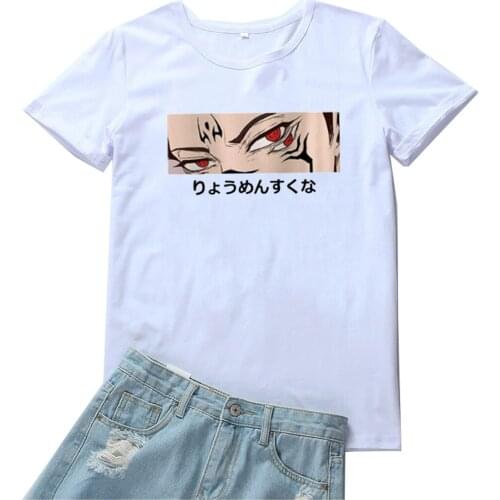 Look Into My Eyes Women T-shirt Fashion Anime Pattern Tshirts Women Loose O-neck T Shirts Women Japan Style Print Women Tees